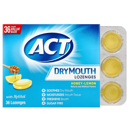ACT, Dry Mouth Lozenges with Xylitol, Honey-Lemon, 36 Lozenges