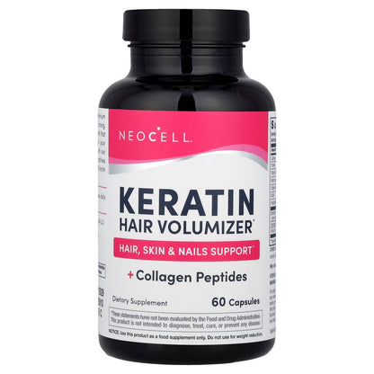NeoCell, Keratin Hair Volumizer + Collagen Peptides, 60 Capsules