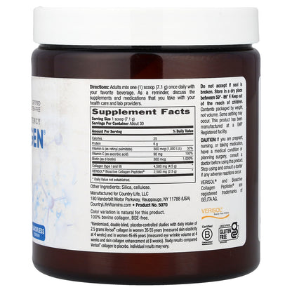 Country Life, Maxi-Collagen® 7000 Powder, High Potency, Flavorless, 7.5 oz (213 g)