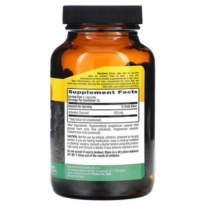 Country Life, Activated Charcoal, 260 mg, 100 Vegan Capsules