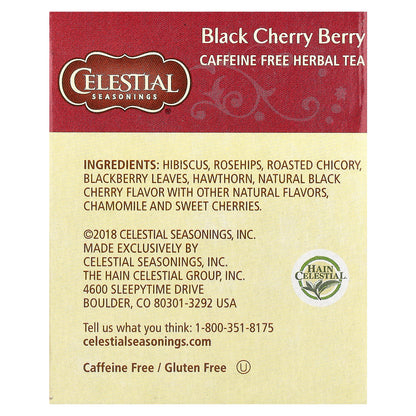 Celestial Seasonings, Herbal Tea, Black Cherry Berry, Caffeine Free, 20 Tea Bags, 1.6 oz (45 g)