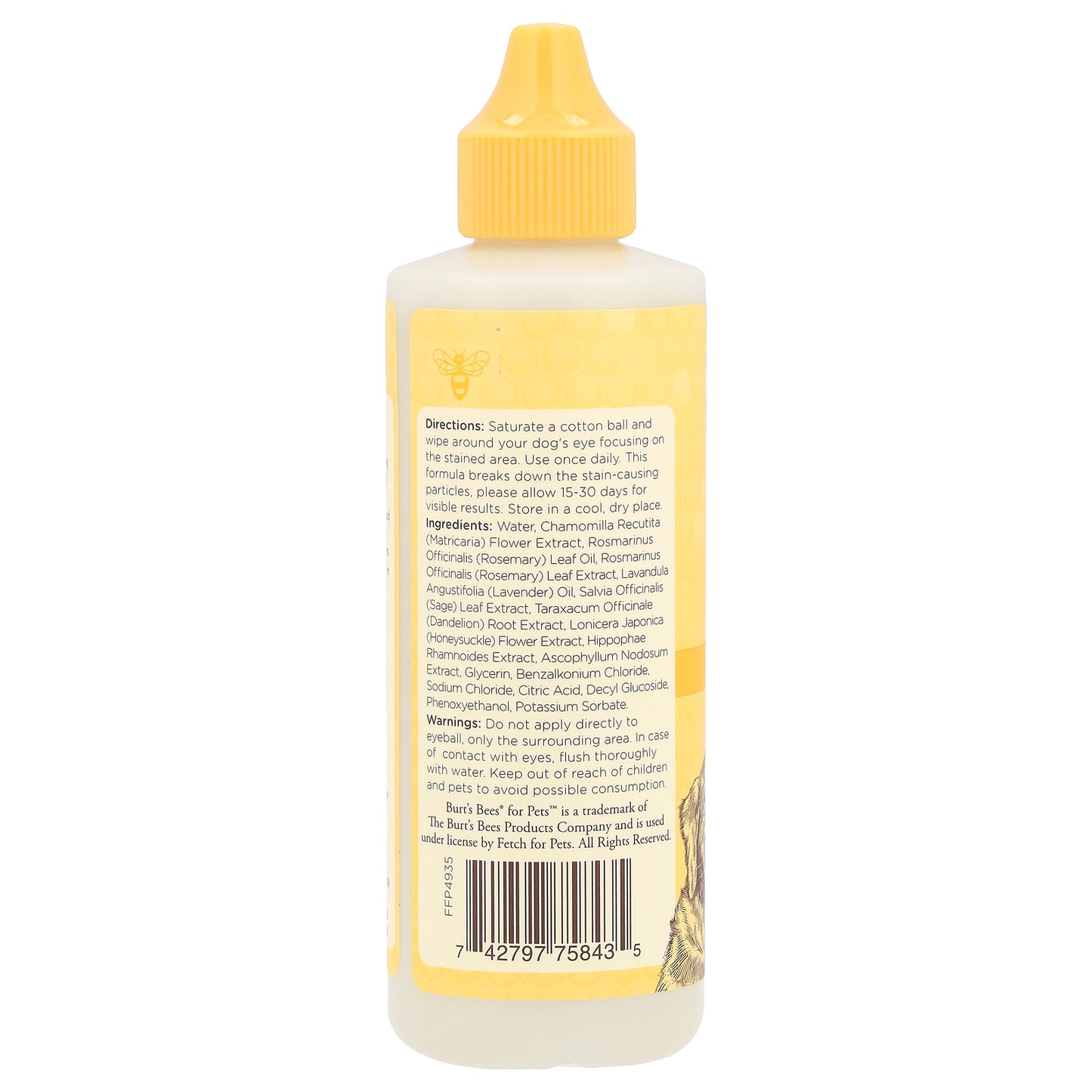 Burt's Bees, Tear-Stain Remover with Chamomile, For Dogs, 4 fl oz (118 ml)