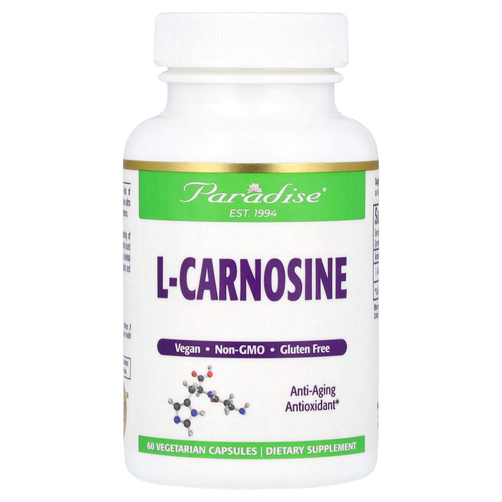 Paradise Herbs, L-Carnosine, 60 Vegetarian Capsules (250 mg per Capsule)