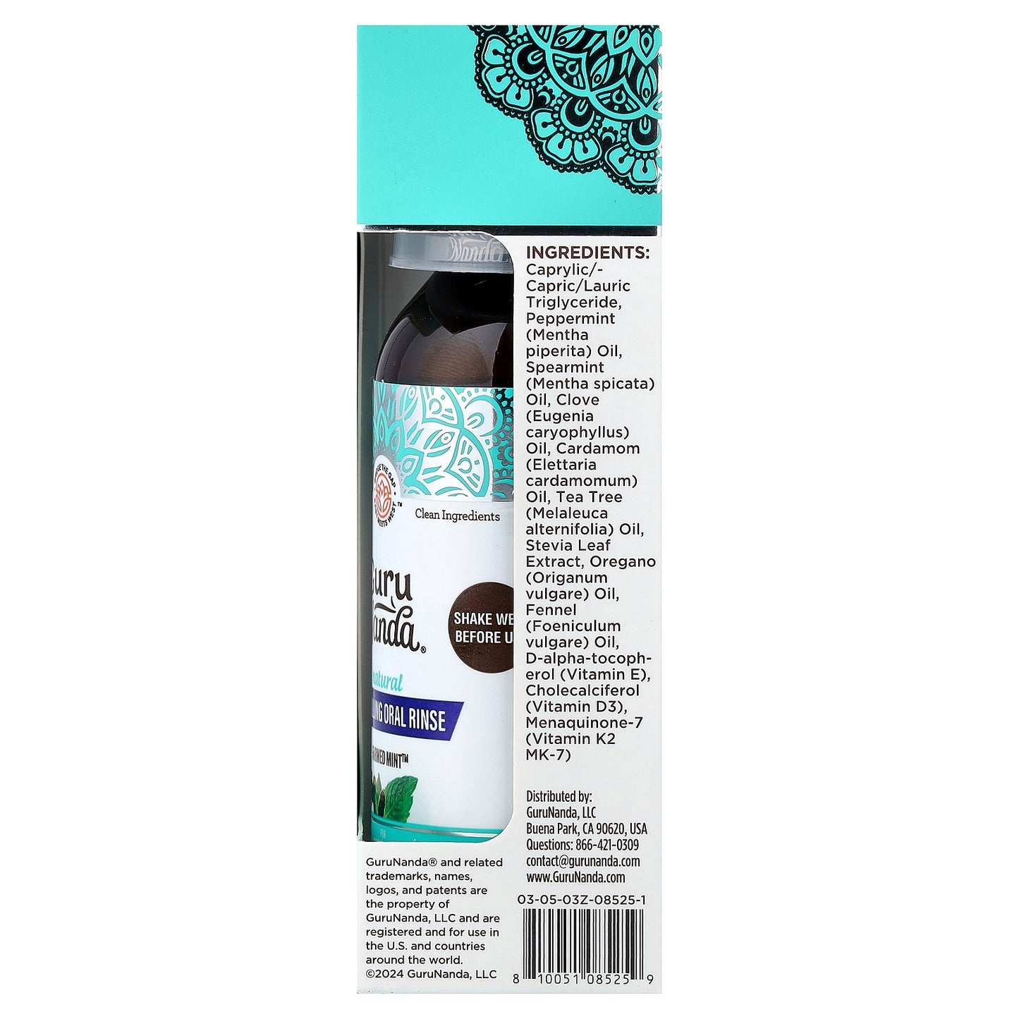 GuruNanda, Natural Oil Pulling Oral Rinse, Farmed Mint™, 3 fl oz (88.7 ml)