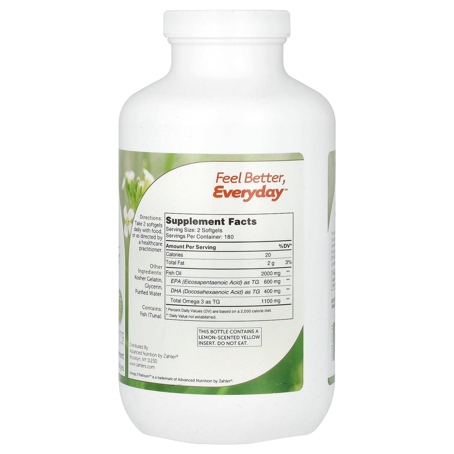 Zahler, Omega 3 Platinum, Advanced Omega 3 Fish Oil, 360 Softgels (1,000 mg per Softgel)