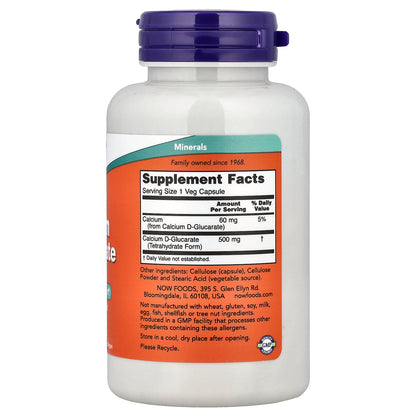 NOW Foods, Calcium D-Glucarate, 500 mg, 90 Veg Capsules