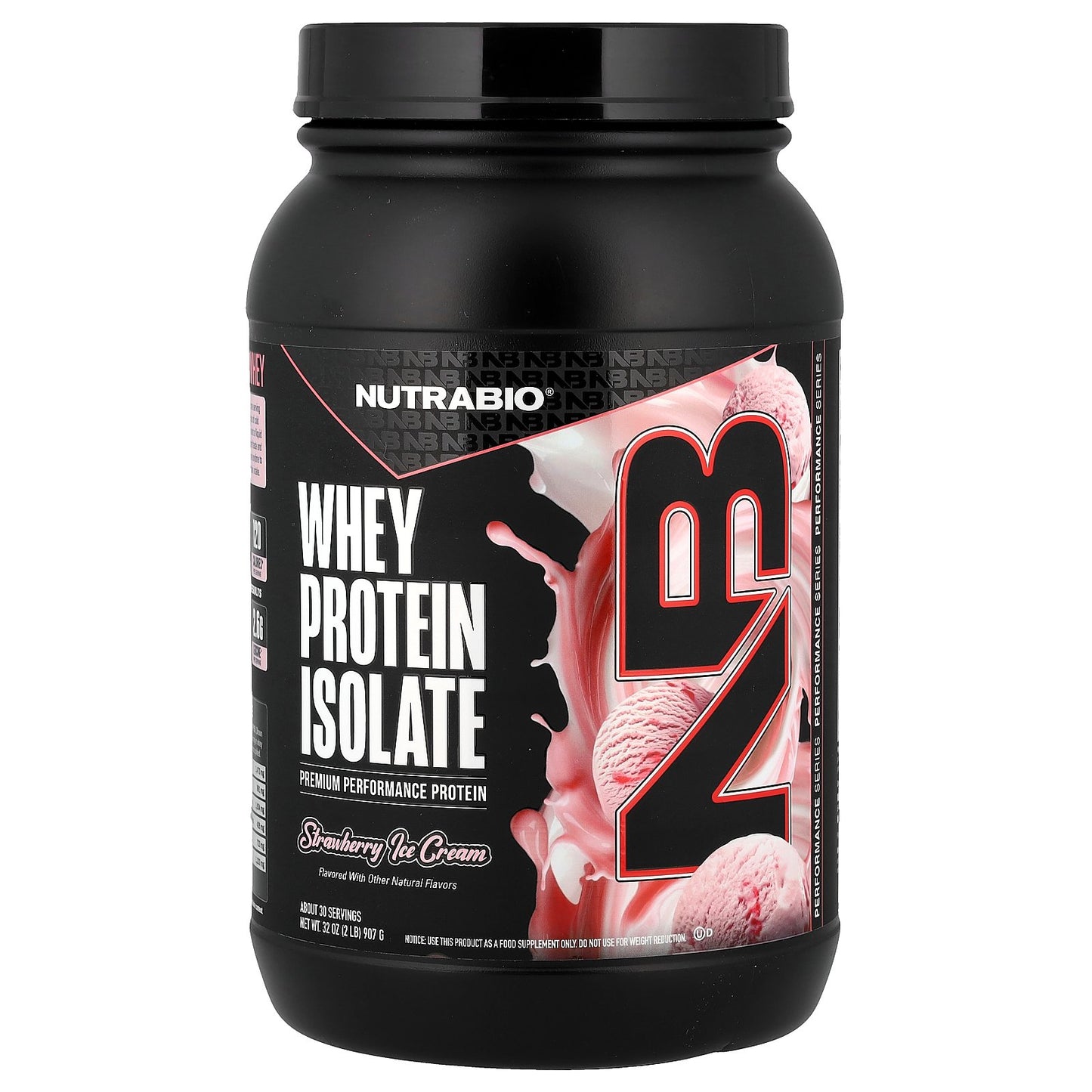 NutraBio, Whey Protein Isolate, Strawberry Ice Cream, 2 lb (907 g)