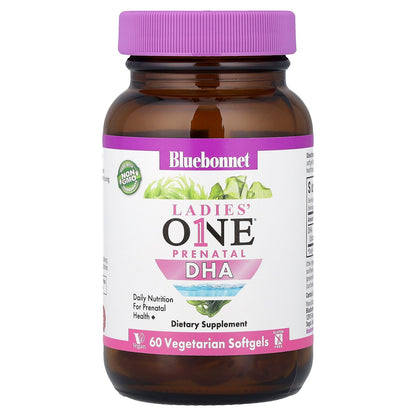 Bluebonnet Nutrition, Ladies' One® Prenatal DHA, 60 Vegetarian Softgels (200 mg per Softgel)
