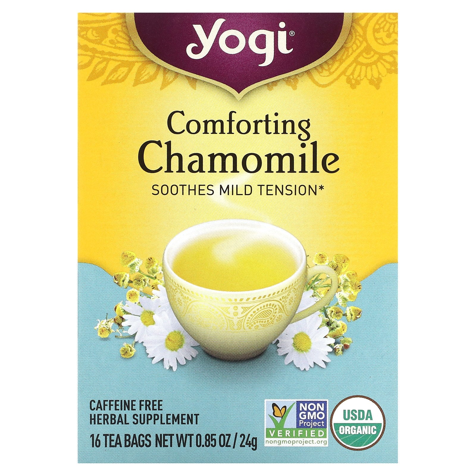 Yogi Tea, Comforting Chamomile, Caffeine Free, 16 Tea Bags, .85 oz (24 g)