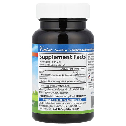 Carlson, Lutein, 180 Soft Gels