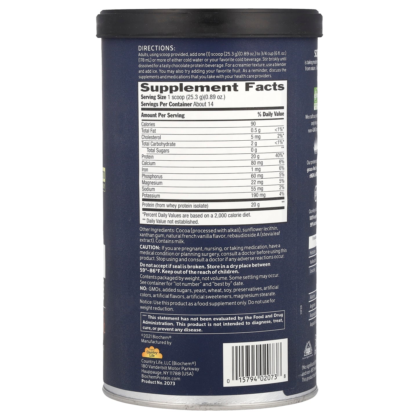 Biochem, 100% Whey Isolate Protein, Sugar Free, Chocolate, 12.5 oz (355 g)