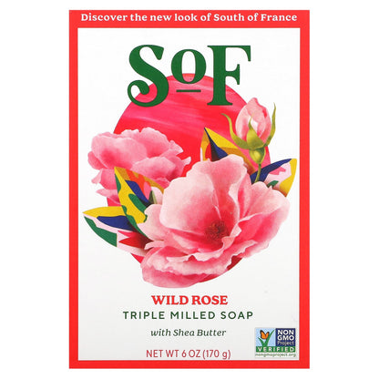 SoF, Triple Milled Bar Soap with Shea Butter, Wild Rose, 6 oz (170 g)