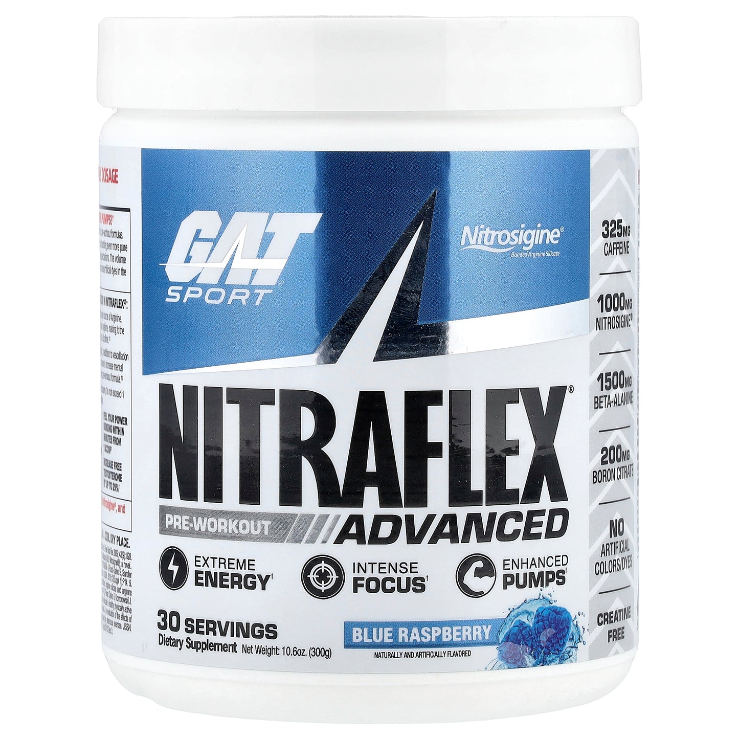 GAT, Sport, NITRAFLEX® Advanced, Pre-Workout, Blue Raspberry, 10.6 oz (300 g)