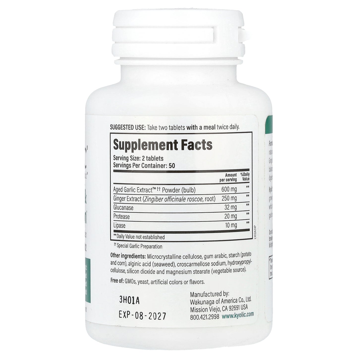 Kyolic, Aged Garlic Extract™, Cleanse & Digestion, Formula 102, 100 Veggie Tablets