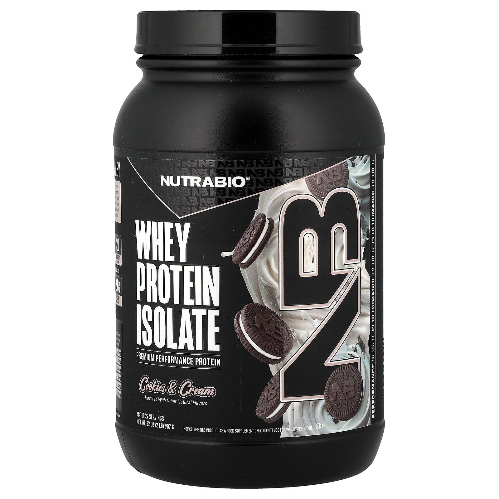 NutraBio, Whey Protein Isolate, Cookies & Cream, 2 lb (907 g)