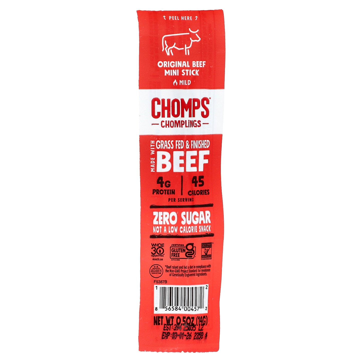 Chomps, Chomplings, Original Beef Mini Sticks, Mild, 6 Sticks, 0.5 oz (14 g) Each