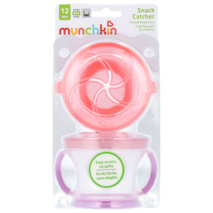 Munchkin, Snack Catcher™, Snack Dispensers, 12 Months+, Light Pink & Light Purple, 2 Count