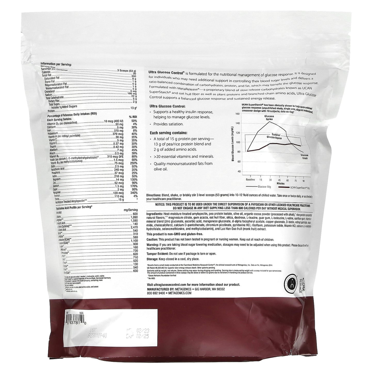 Metagenics, Ultra Glucose Control, Medical Food, Chocolate, 3 lbs (8.09 oz)