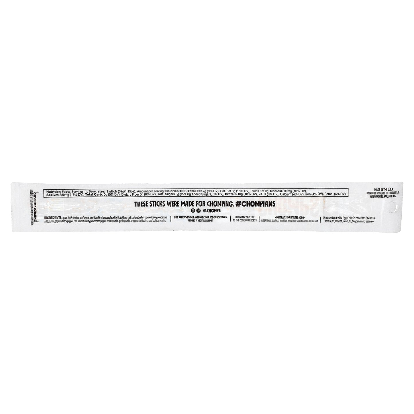 Chomps, Taco Seasoned Beef Stick, Medium, 1.15 oz (32 g)