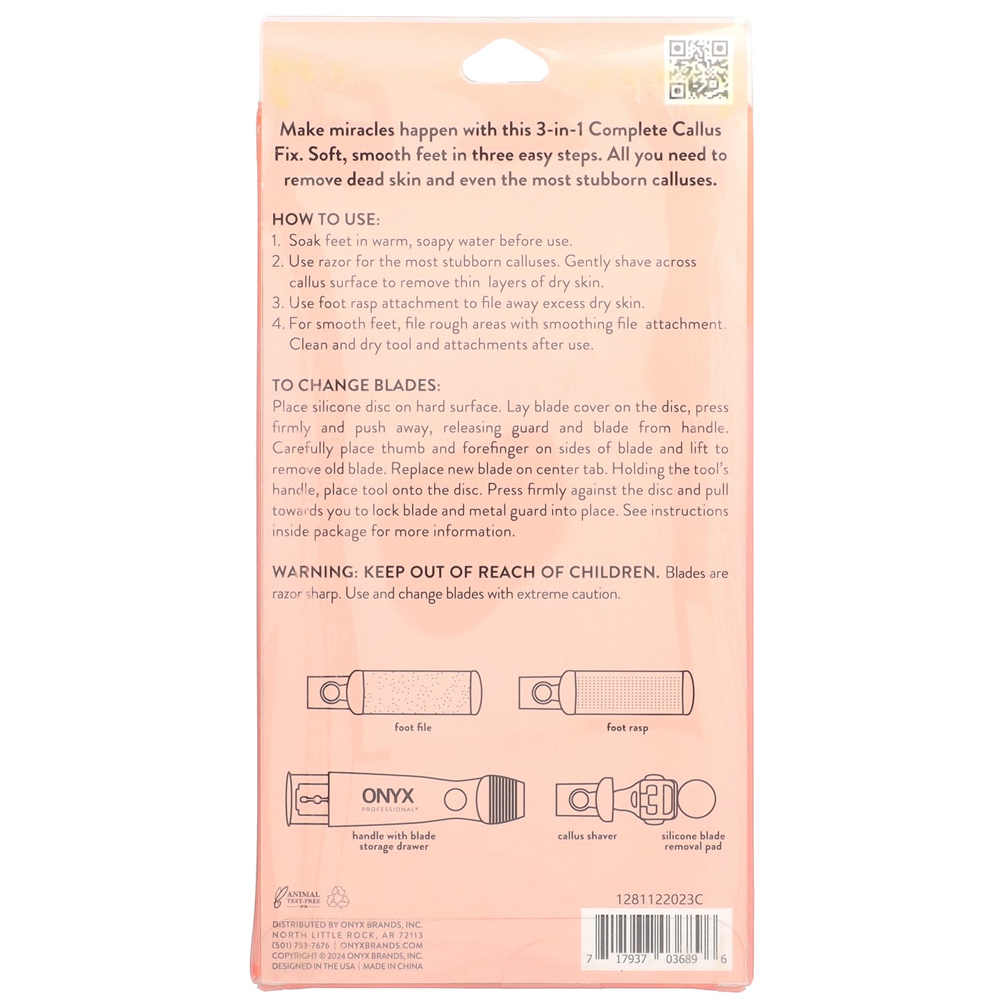 Onyx Professional, 3 Step Miracle, 3-In-1 Complete Callus Fix , 4 Piece Kit