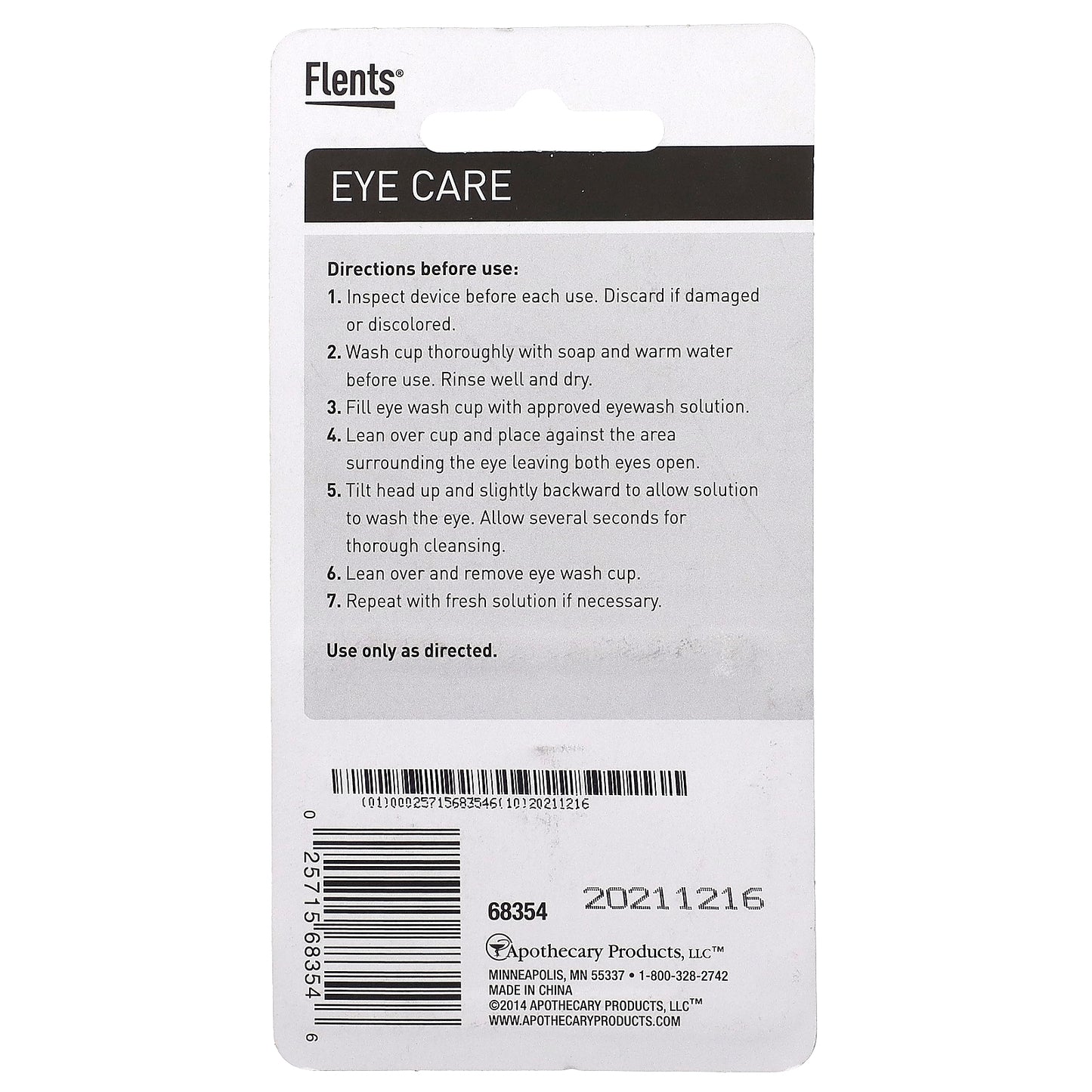 Flents, Eye Care, Plastic Eye Wash Cup, 1 Count