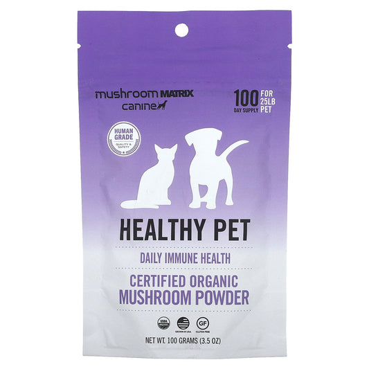 Mushroom Matrix Canine, Healthy Pet, Certified Organic Mushroom Powder, For 25 lb Pet, For Dogs and Cats, 3.5 oz (100 g)