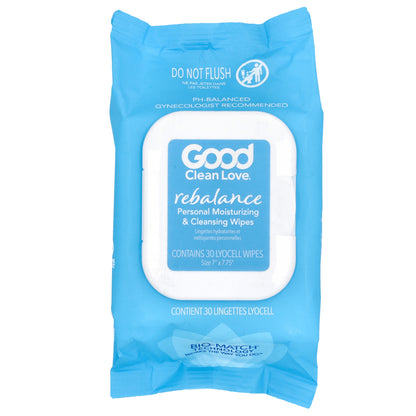 Good Clean Love, Rebalance, Personal Moisturizing & Cleansing Wipes, Fragrance Free, 30 Lyocell Wipes