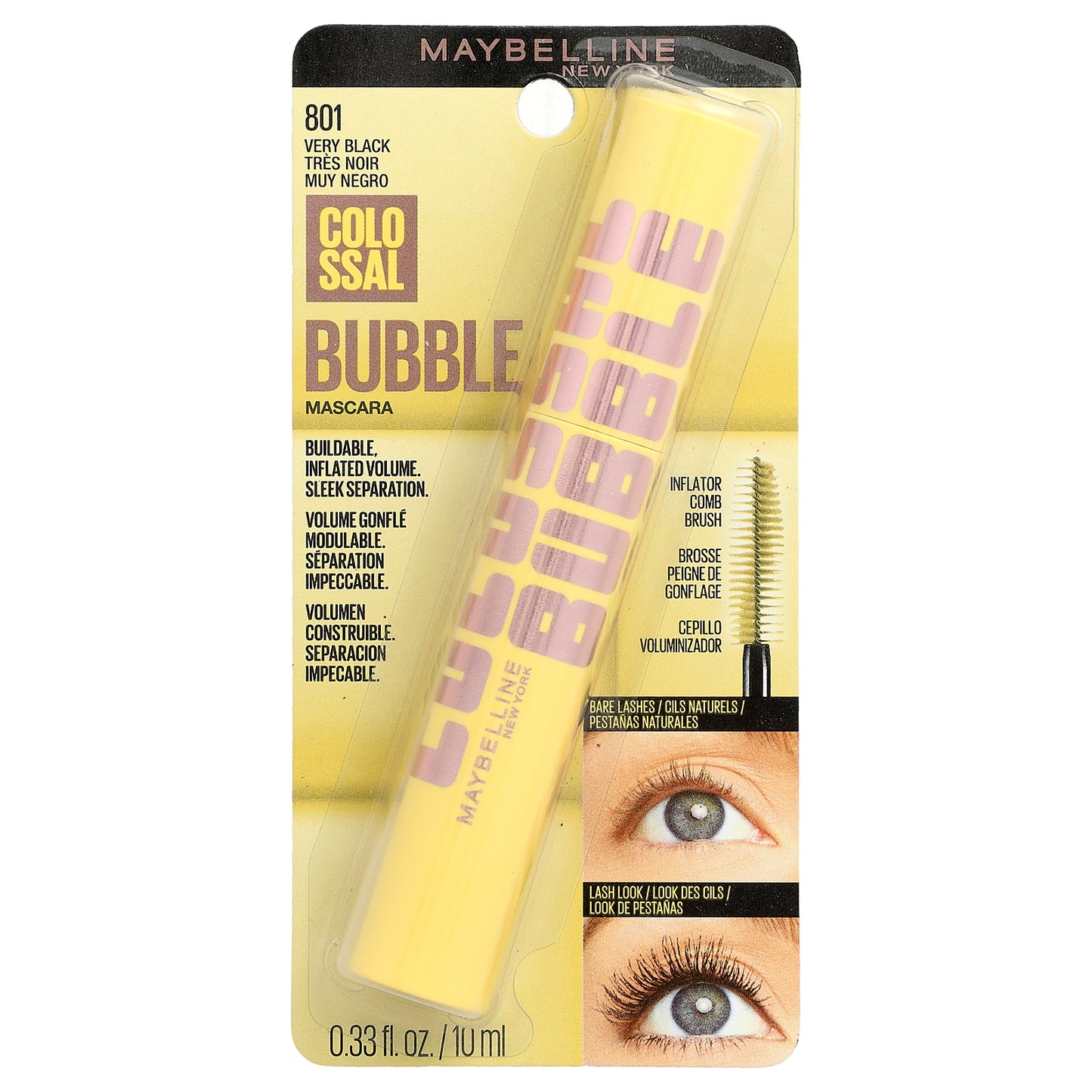 Maybelline, Colossal Bubble Mascara, 801 Very Black, 0.33 fl oz (10 ml)