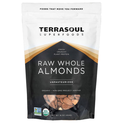 Terrasoul Superfoods, Raw Whole Almonds, Unpasteurized, 16 oz (454 g)