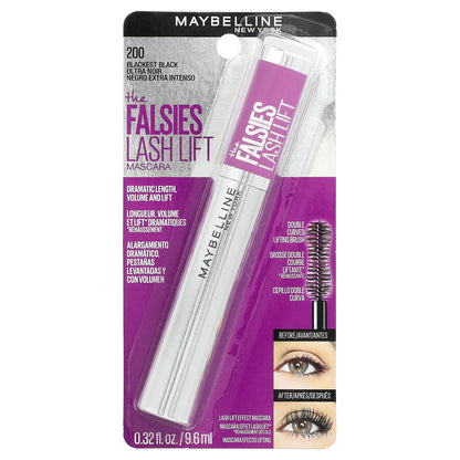 Maybelline, The Falsies Lash Lift Mascara, 200 Blackest Black, 0.32 fl oz (9.6 ml)
