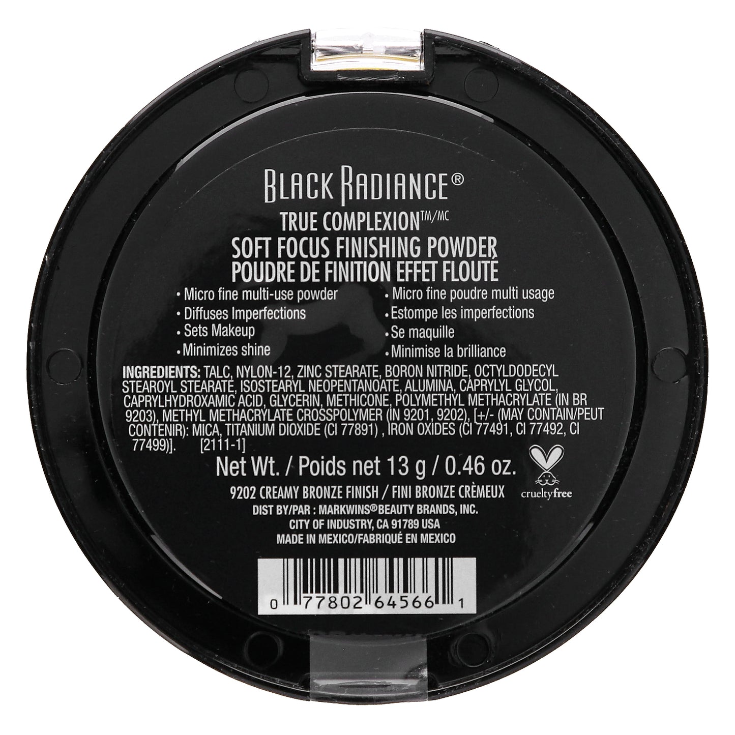 Black Radiance, True Complexion, Soft Focus Finishing Powder, 9202 Creamy Bronze Finish, 0.46 (13 g)