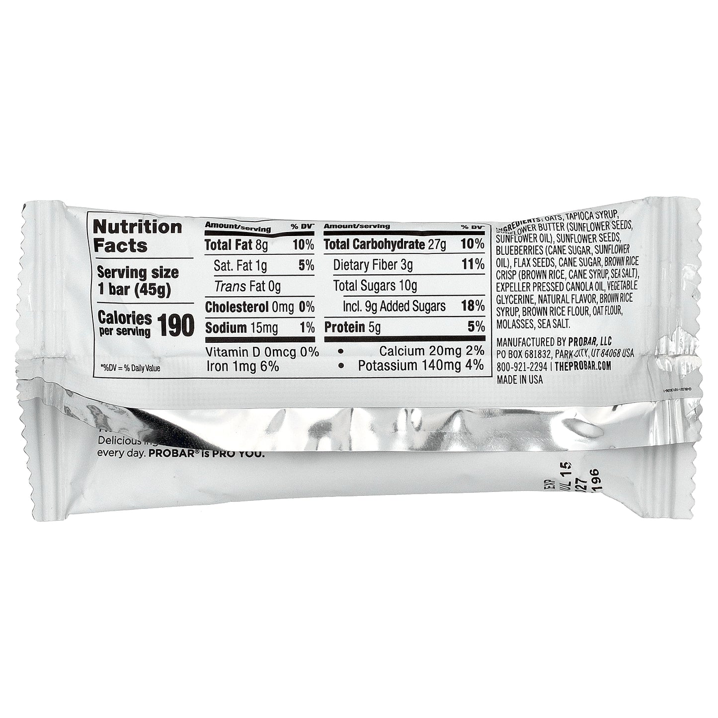 ProBar, SNAK™, Energy Bar, Blueberry Oat, 1.6 oz (45 g)