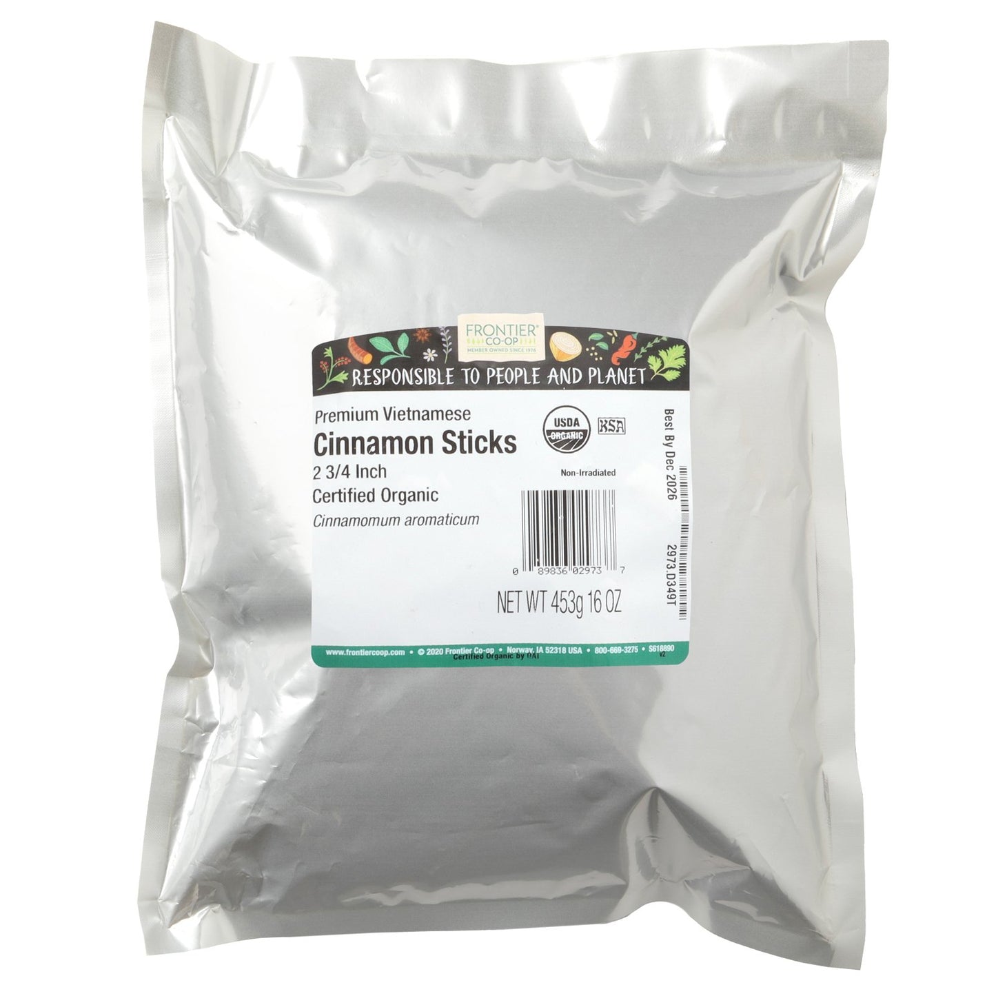 Frontier Co-op, Organic 2 3/4'' Premium Vietnamese Cinnamon Sticks, 16 oz (453 g)