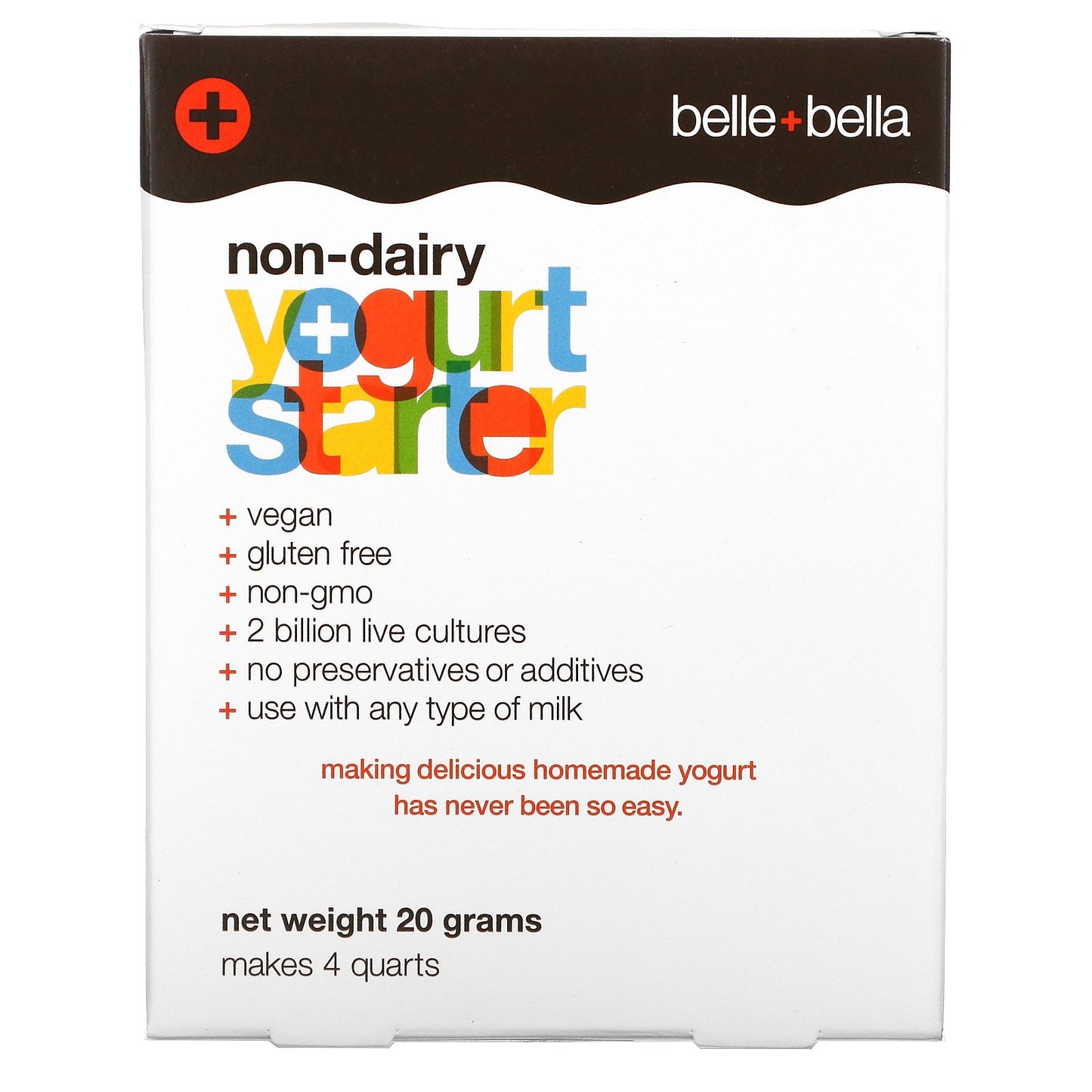Belle+Bella, Non-Dairy Yogurt Starter, 4 Packets, (5 g) Each