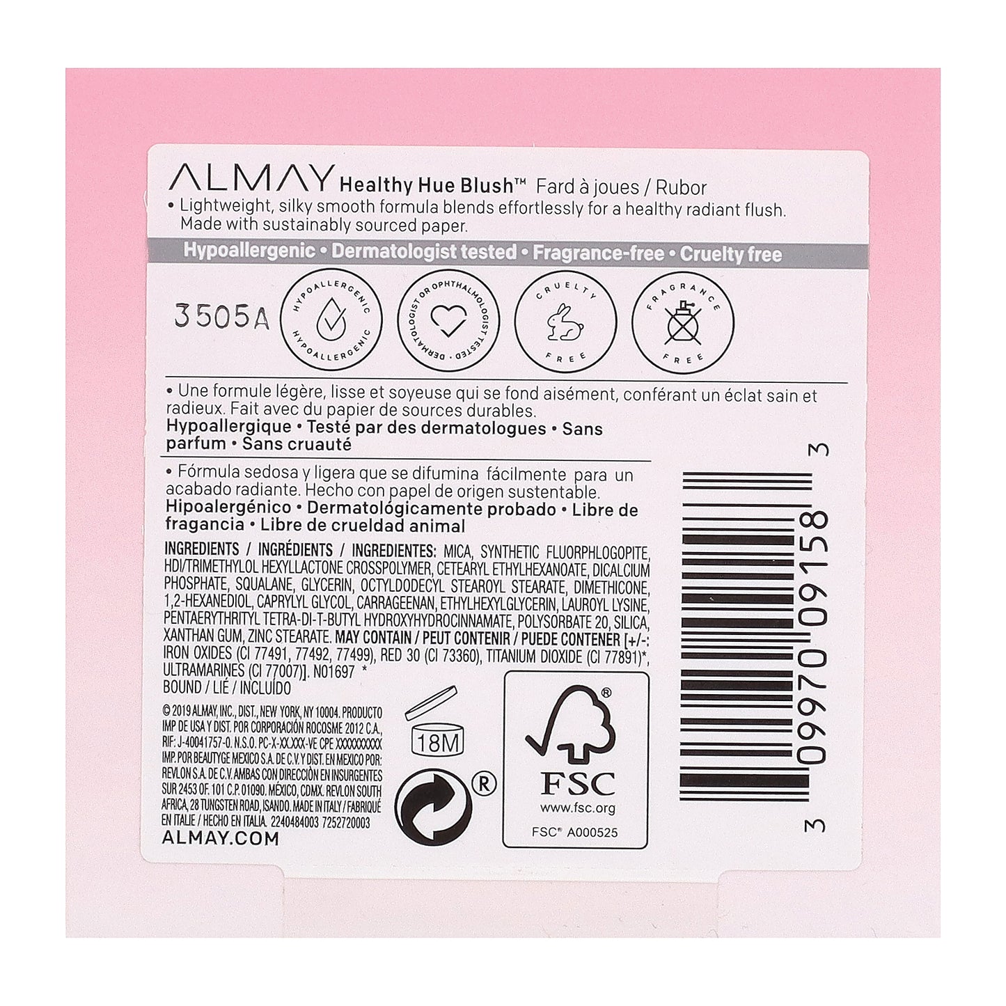 Almay, Healthy Hue Blush, 300 Pink Flush, 0.17 oz (5 g)