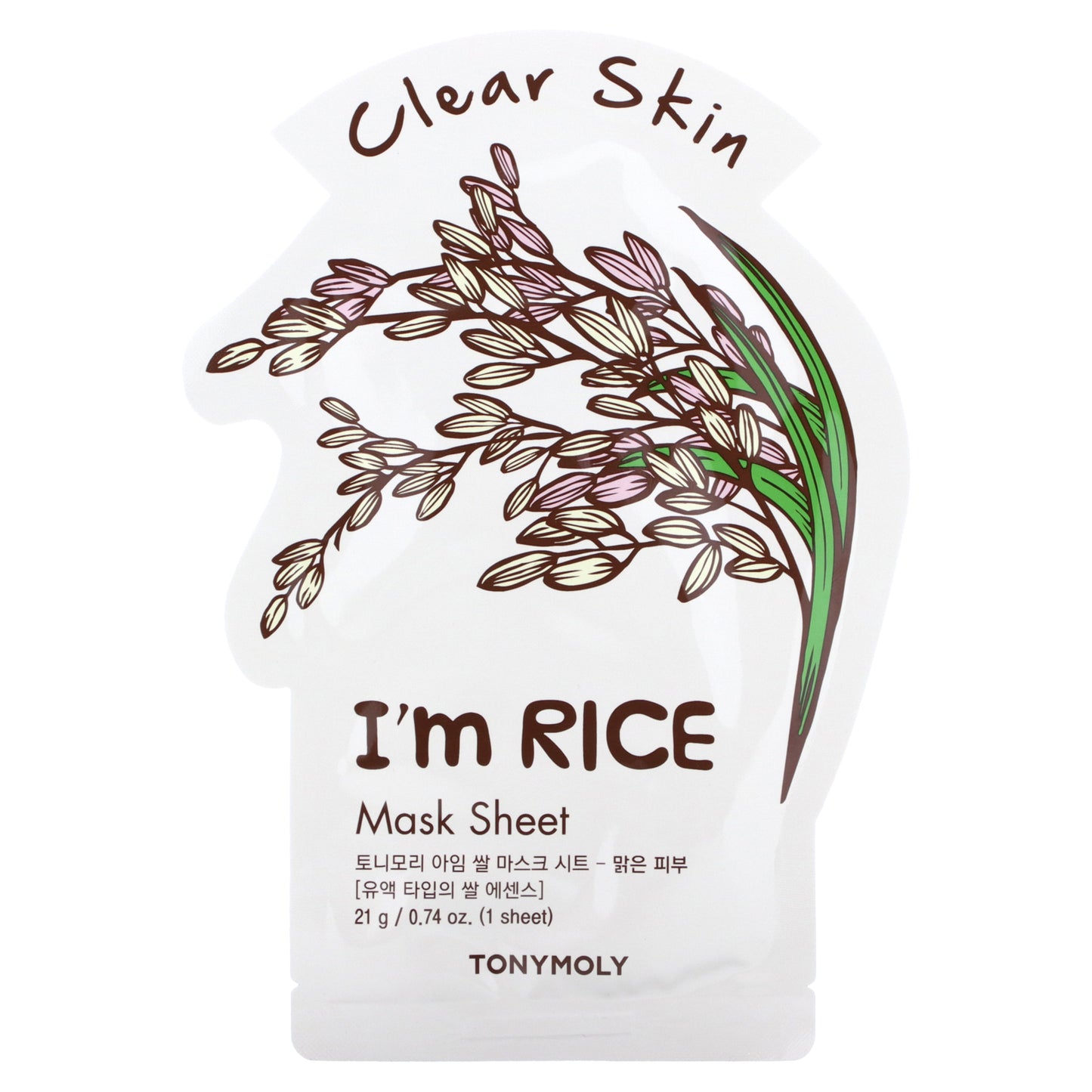 TonyMoly, I'm Rice, Clear Skin Beauty Mask Sheet, 1 Sheet, 0.74 oz (21 g)