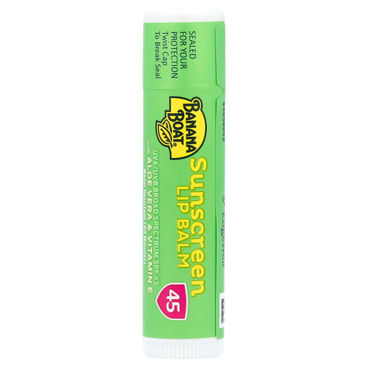 Banana Boat, Sunscreen Lip Balm With Aloe Vera & Vitamin E, SPF 45, 0.15 oz (4.25 g)