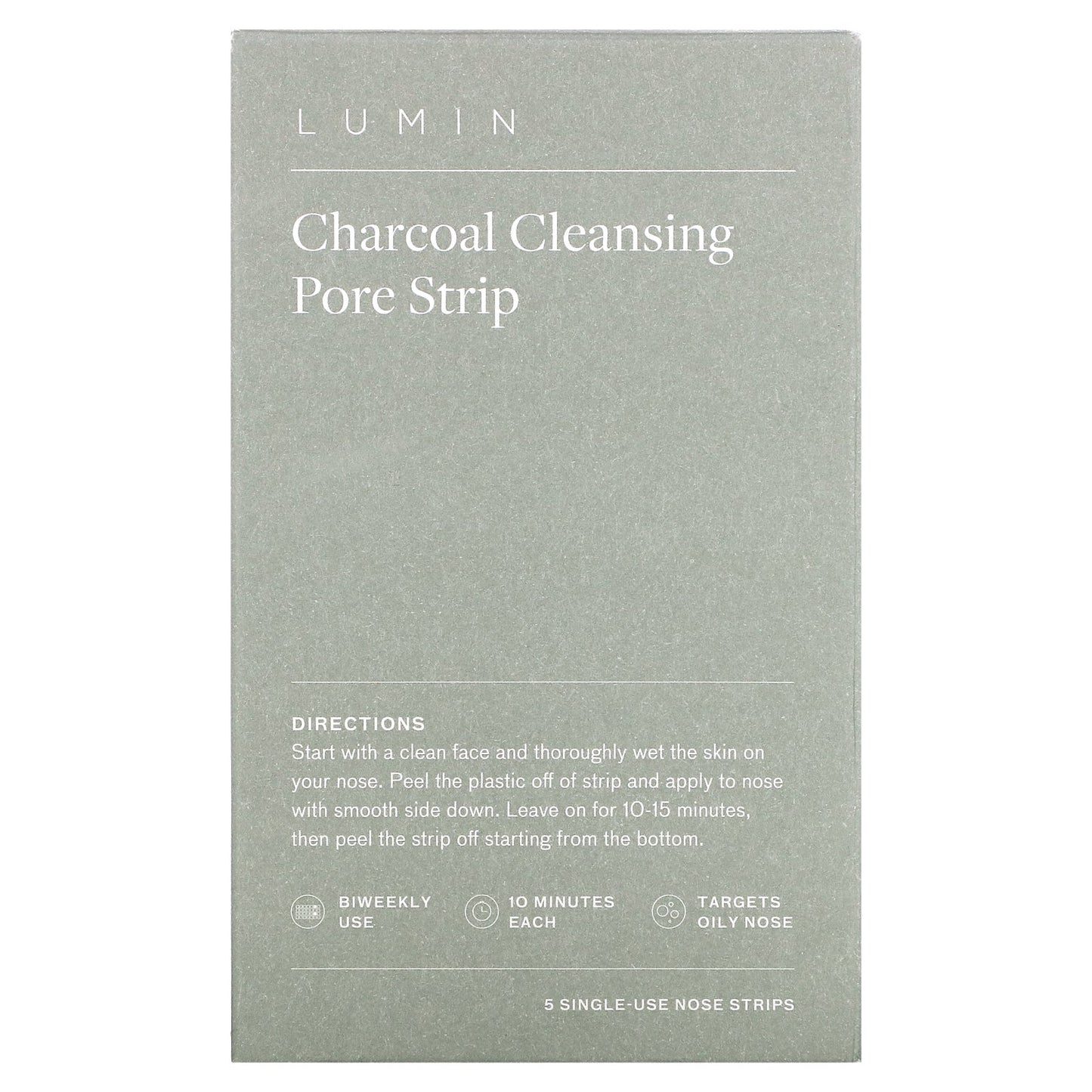 Lumin, Charcoal Cleansing Pore Strip, 5 Single-Use Nose Strips