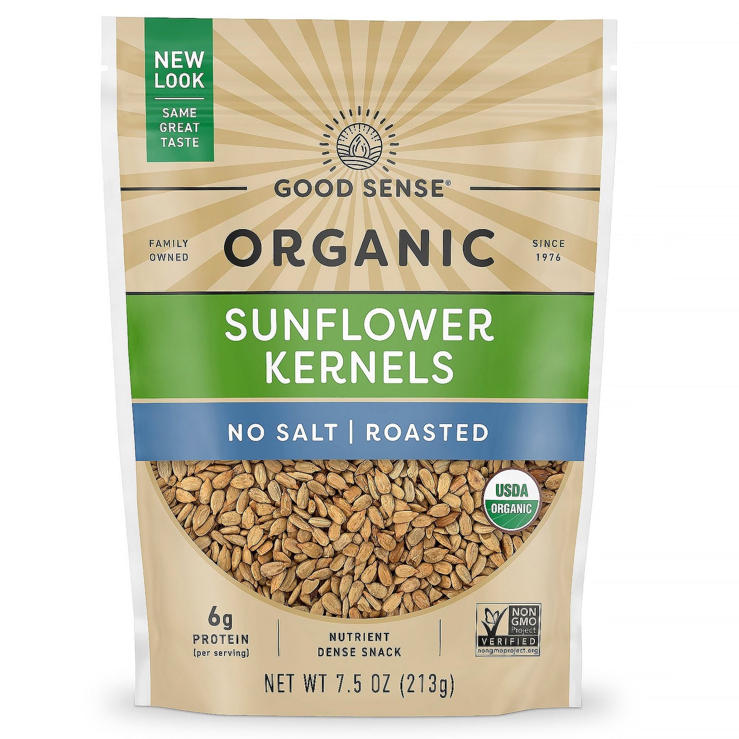 Good Sense, Organic Sunflower Kernels, No Salt, Roasted, 7.5 oz (213 g)