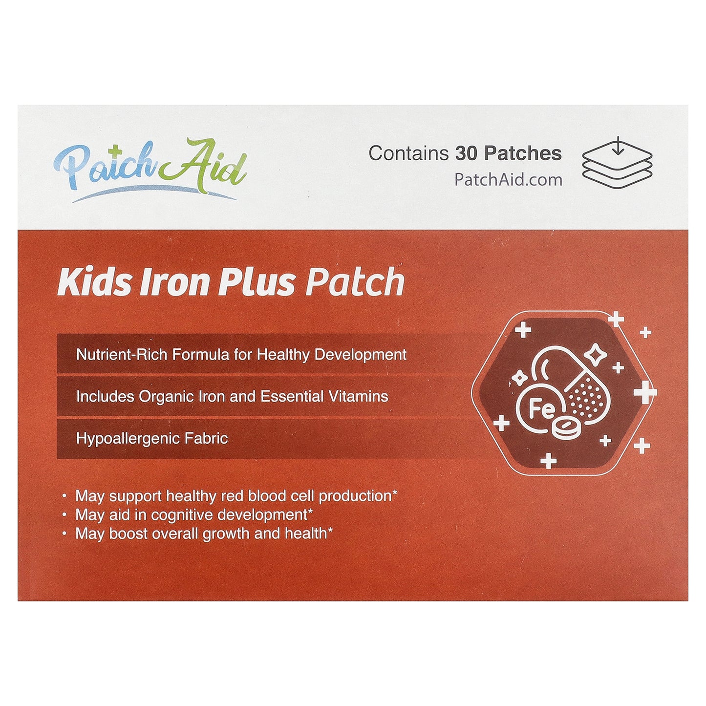 PatchAid, Kids Iron Plus Patch, 30 Patches