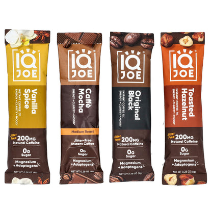 IQBAR, IQJOE®, Instant Coffee For Energy + Clarity + Mood, Variety Pack, 16 Sticks, 0.28 oz (8 g) Each