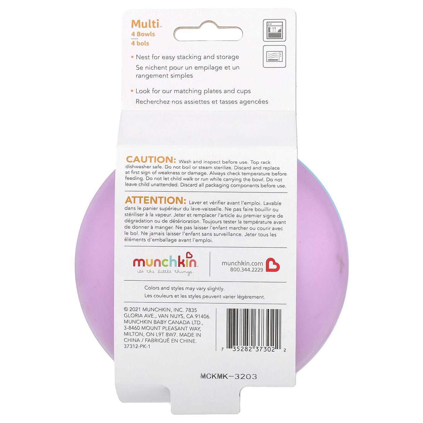 Munchkin, Multi™ Bowls, 6 Months+, 4 Count