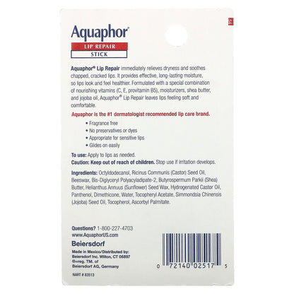 Aquaphor, Lip Repair Stick, Immediate Relief, 2 Sticks, 0.17 oz (4.8 g)