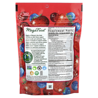 MegaFood, Women's One Daily Multivitamin, Mixed Berry, 30 Individually Wrapped Soft Chews