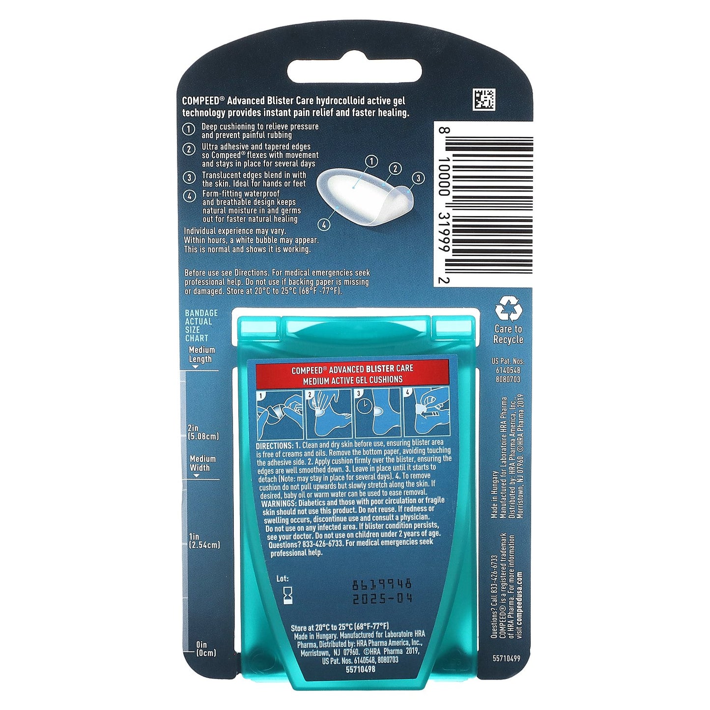 Compeed, Advance Blister Care, Medium, 10 Active Gel Cushions