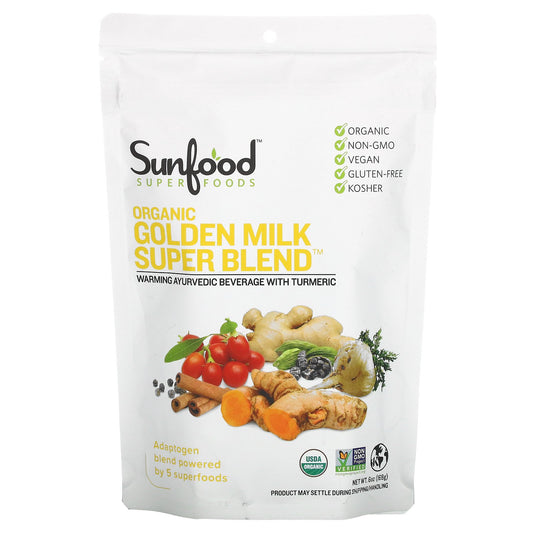 Sunfood, Organic Golden Milk Super Blend Powder, 6 oz (168 g)