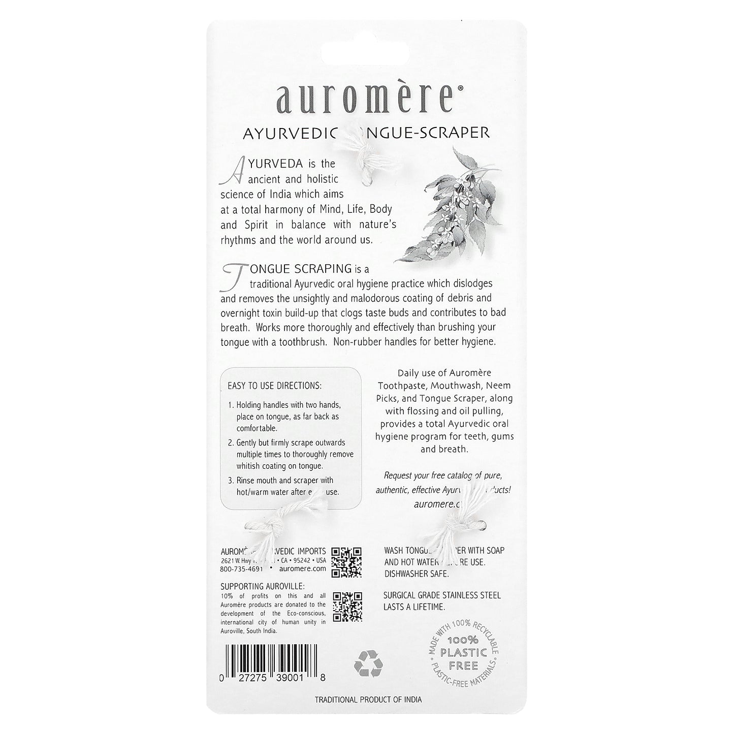 Auromere, Authentic Ayurvedic, Tongue Scraper, 1 Scraper