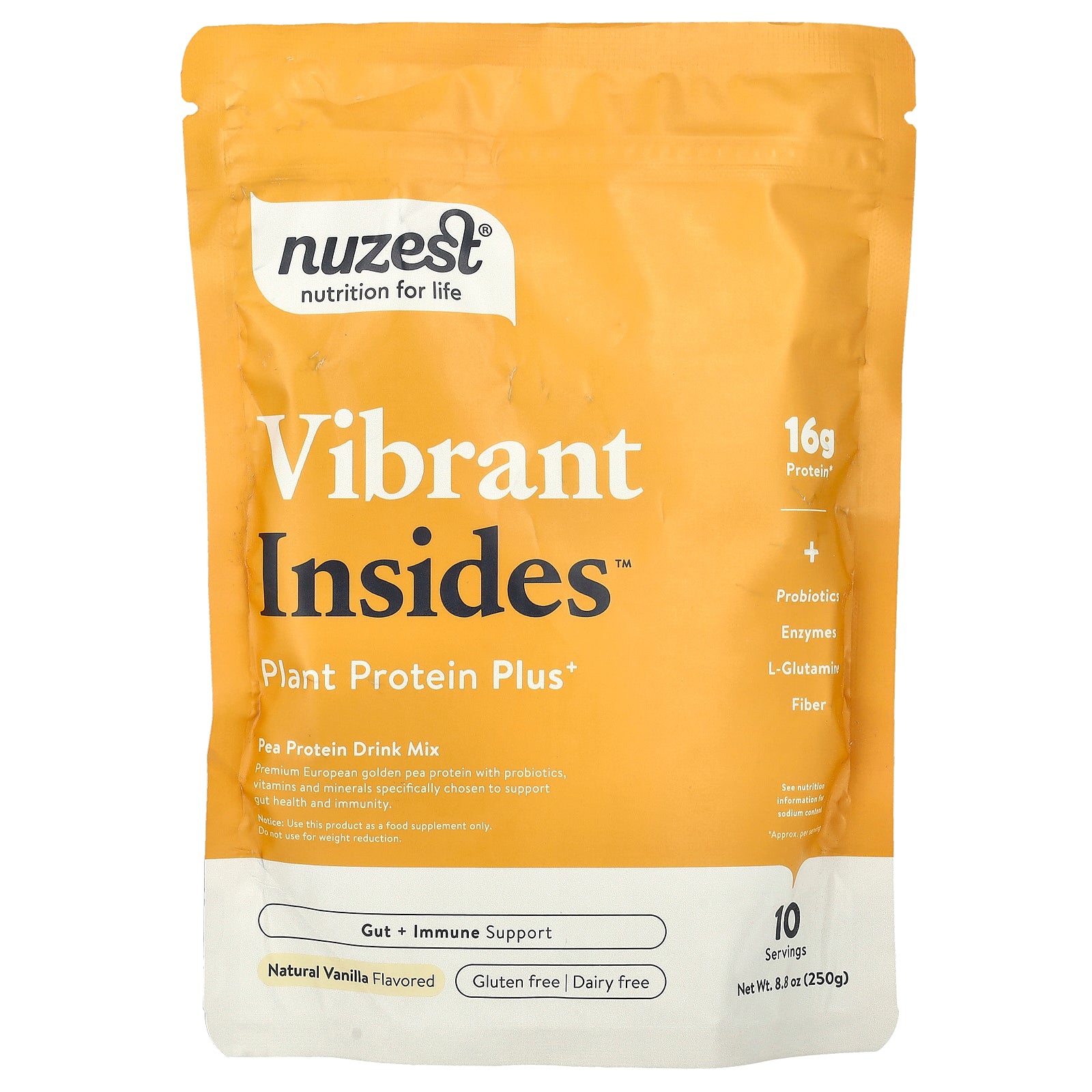 Nuzest, Vibrant Insides™, Plant Protein Plus+, Natural Vanilla, 8.8 oz (250 g)