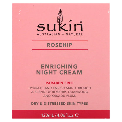 Sukin, Enriching Night Cream, Rosehip, 4.06 fl oz (120 ml)