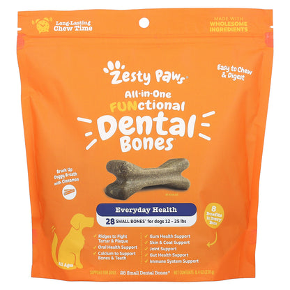 Zesty Paws, All-In-One  Functional Dental Bones, For Dogs, All Ages, Cinnamon, 28 Small Dental Bones, 8.4 oz (238 g)